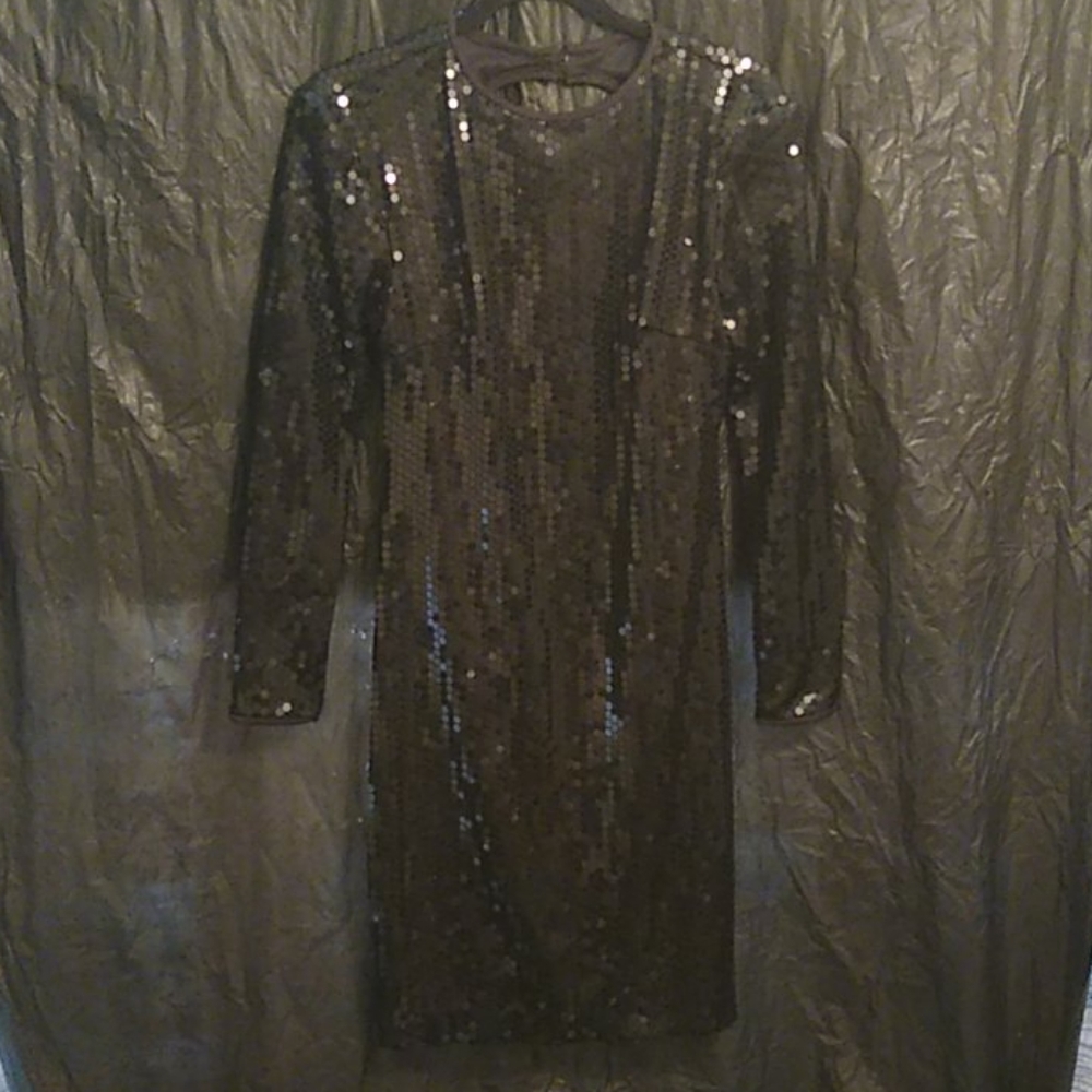 HW Collections for Shuet Yonng black  sequined dress